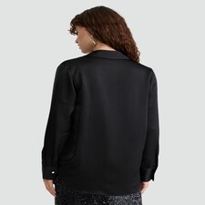 F&F Satin Twist Front Long Sleeved Blouse in Black thumbnail 3