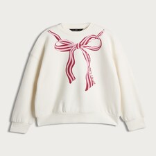 F&F Merry & Bright Bow Sweatshirt in Cream thumbnail 4