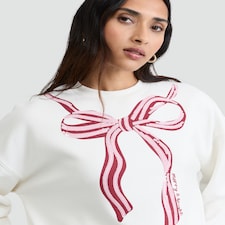 F&F Merry & Bright Bow Sweatshirt in Cream