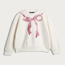 F&F Merry & Bright Bow Sweatshirt in Cream thumbnail 4