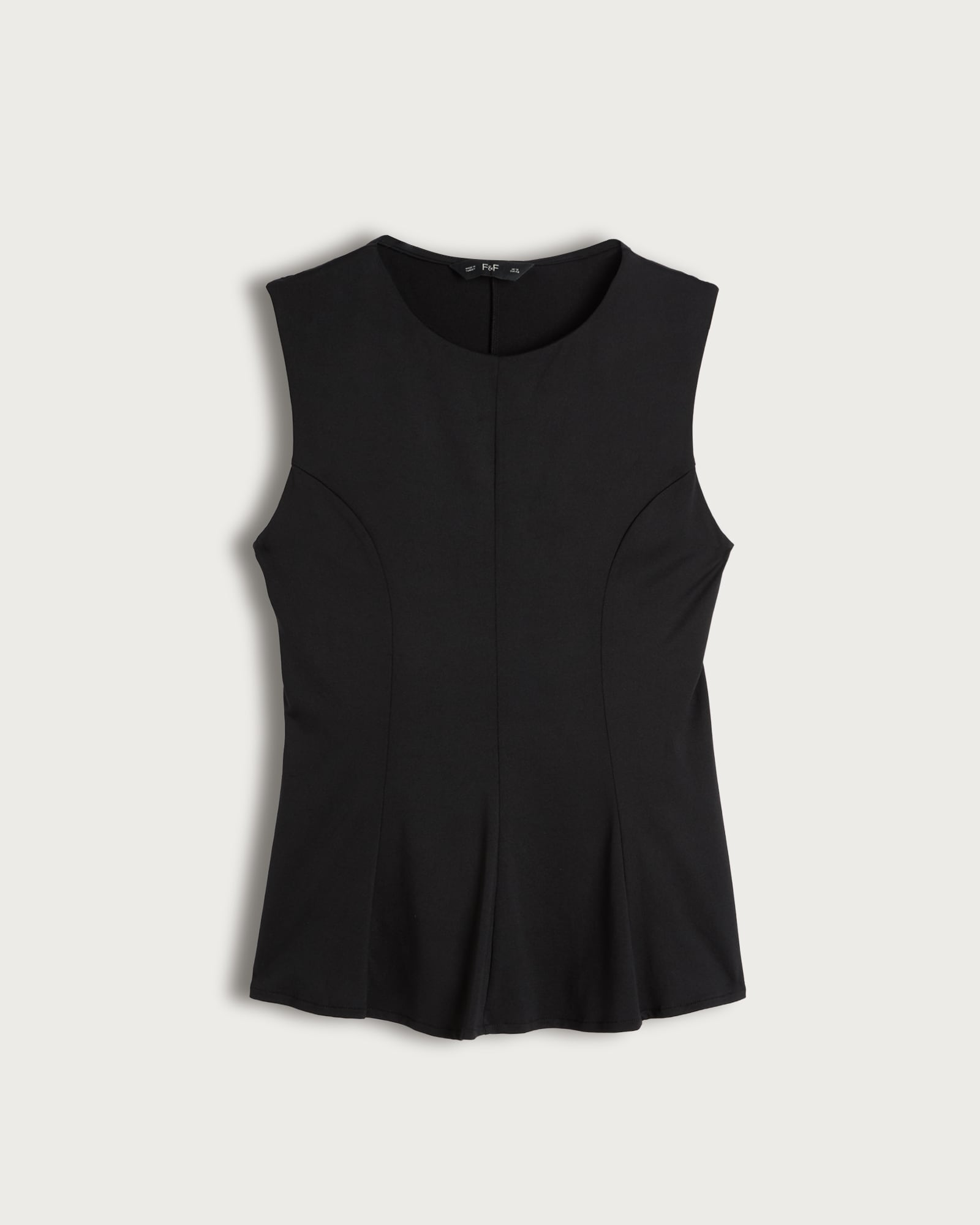 F&F Polyamide Pleated Crew Neck Sleeveless Top in Black thumbnail 4