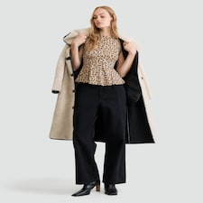 F&F Polyamide Rich Leopard Print Peplum Vest in Neutral thumbnail 2