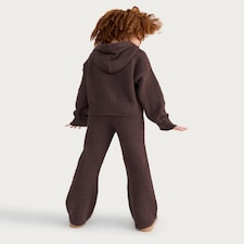 F&F Girls 2-Piece Cosy Knitted Hoodie and Trousers Set in Brown thumbnail 3