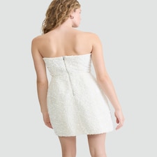 F&F Velvet Sequin Embellished Bandeau Mini Dress in Cream thumbnail 2