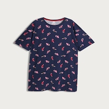 F&F Pure Cotton Candy Cane Print Nightdress in Navy thumbnail 4