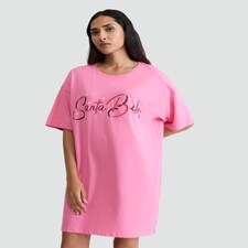 F&F Pure Cotton Santa Baby Foil Slogan Nightdress in Pink thumbnail 2