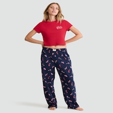 F&F Pure Cotton Candy Cane Print Pyjama Bottoms in Navy