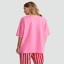 F&F Pure Cotton Candy Cane Club Pyjama Top in Pink thumbnail 3