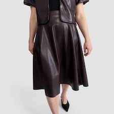 F&F Faux Leather Co-ord Midi Skirt in Burgundy