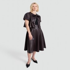 F&F Faux Leather Co-ord Midi Skirt in Burgundy thumbnail 2