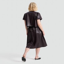 F&F Faux Leather Co-ord Midi Skirt in Burgundy thumbnail 3