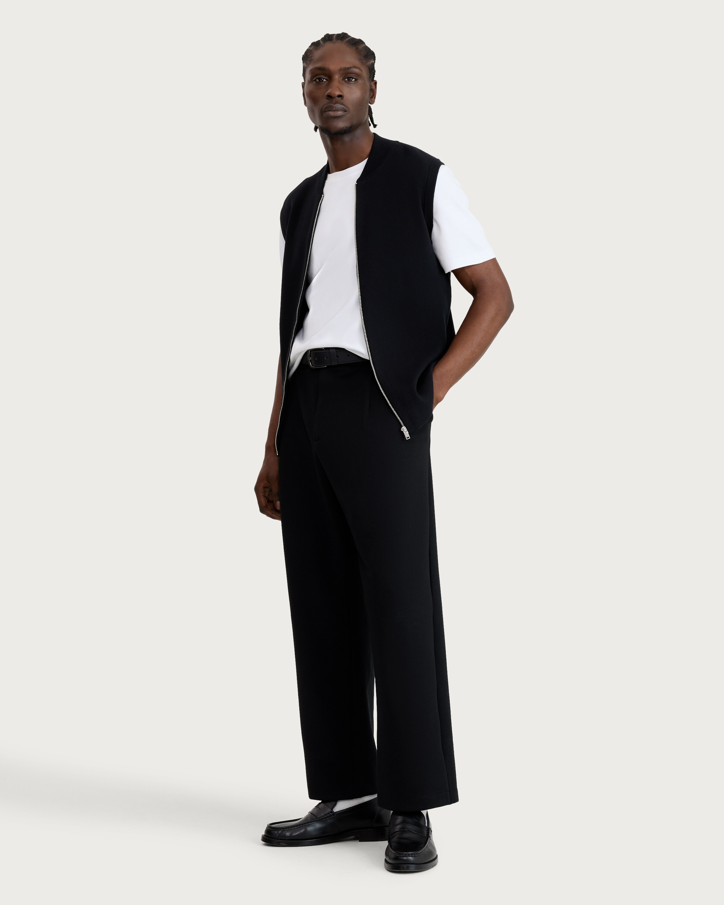 F&F Cotton Rich Knitted Zip Up Gilet in Black