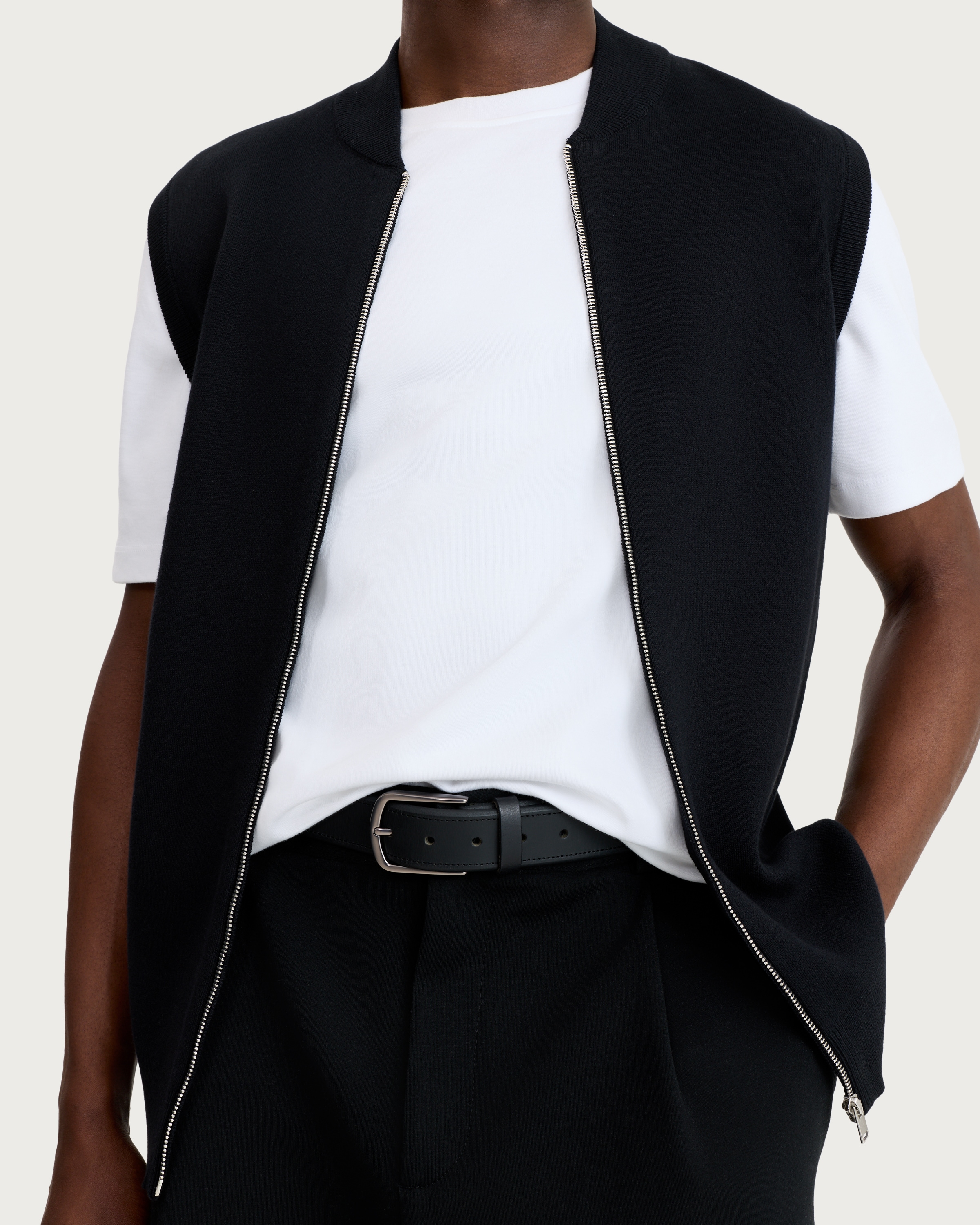 F&F Cotton Rich Knitted Zip Up Gilet in Black thumbnail 2