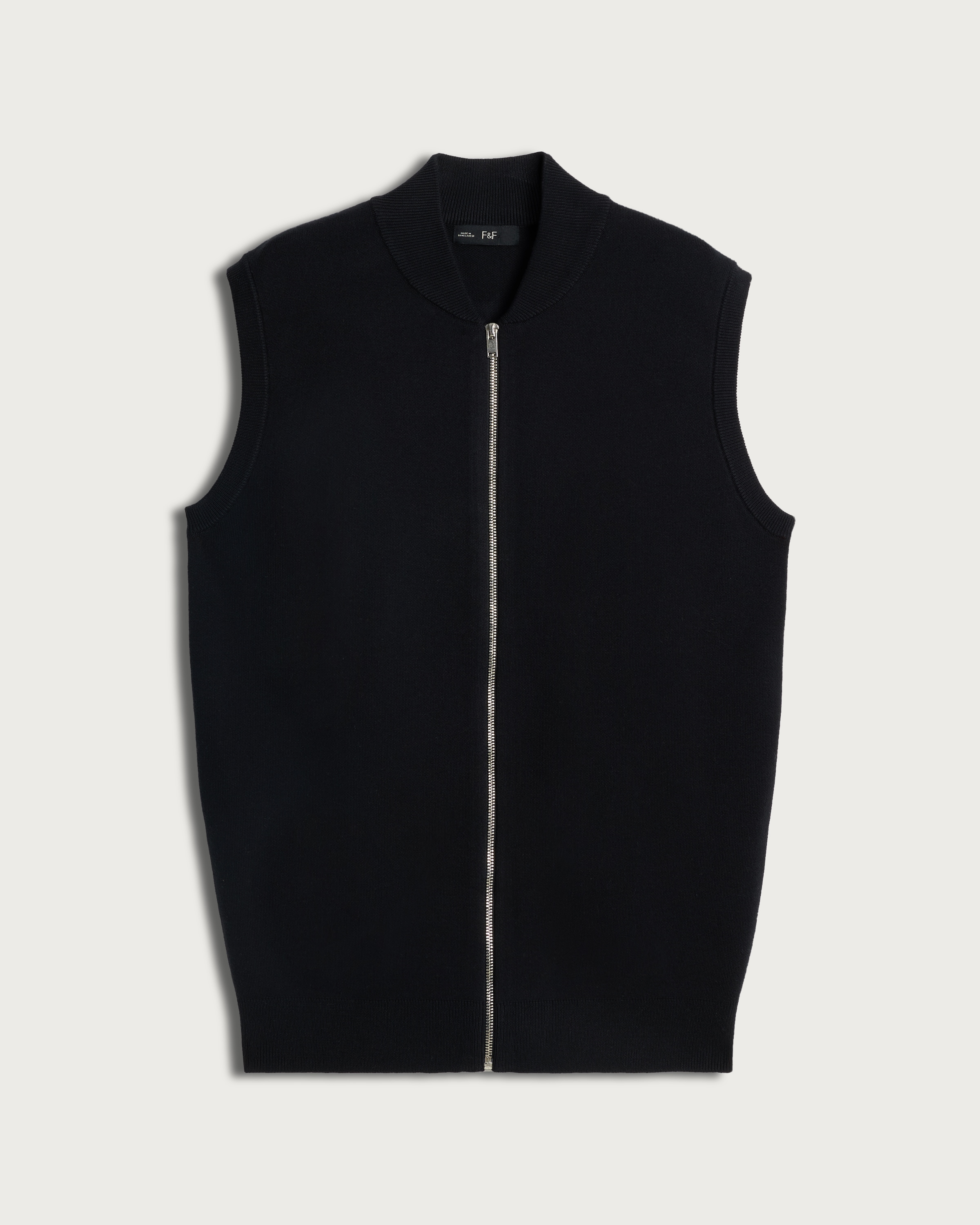 F&F Cotton Rich Knitted Zip Up Gilet in Black thumbnail 4