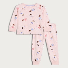 F&F Girls Pure Cotton Fairy Print Pyjamas in Multi