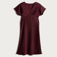 F&F Satin V Neck Midi Dress in Burgundy thumbnail 4