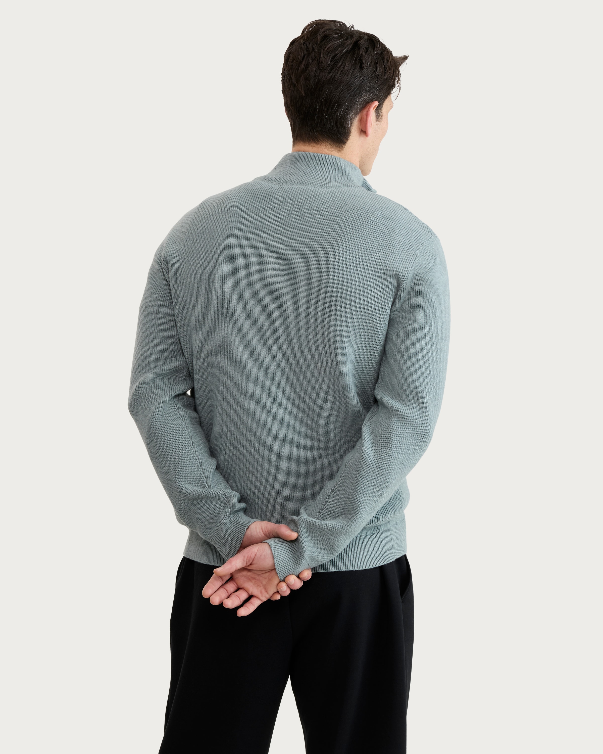 F&F Knitted Ribbed Half Zip Jumper in Green thumbnail 3