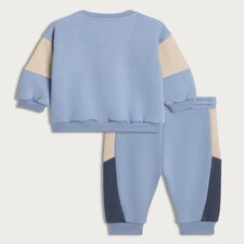 F&F Baby 2-Piece Cotton Rich Colour Block Sweatshirt and Joggers Set in Grey thumbnail 2