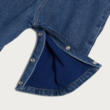 F&F Baby 2-Piece Pure Cotton Bodysuit and Fleece Lined Dungarees Set in Blue thumbnail 3