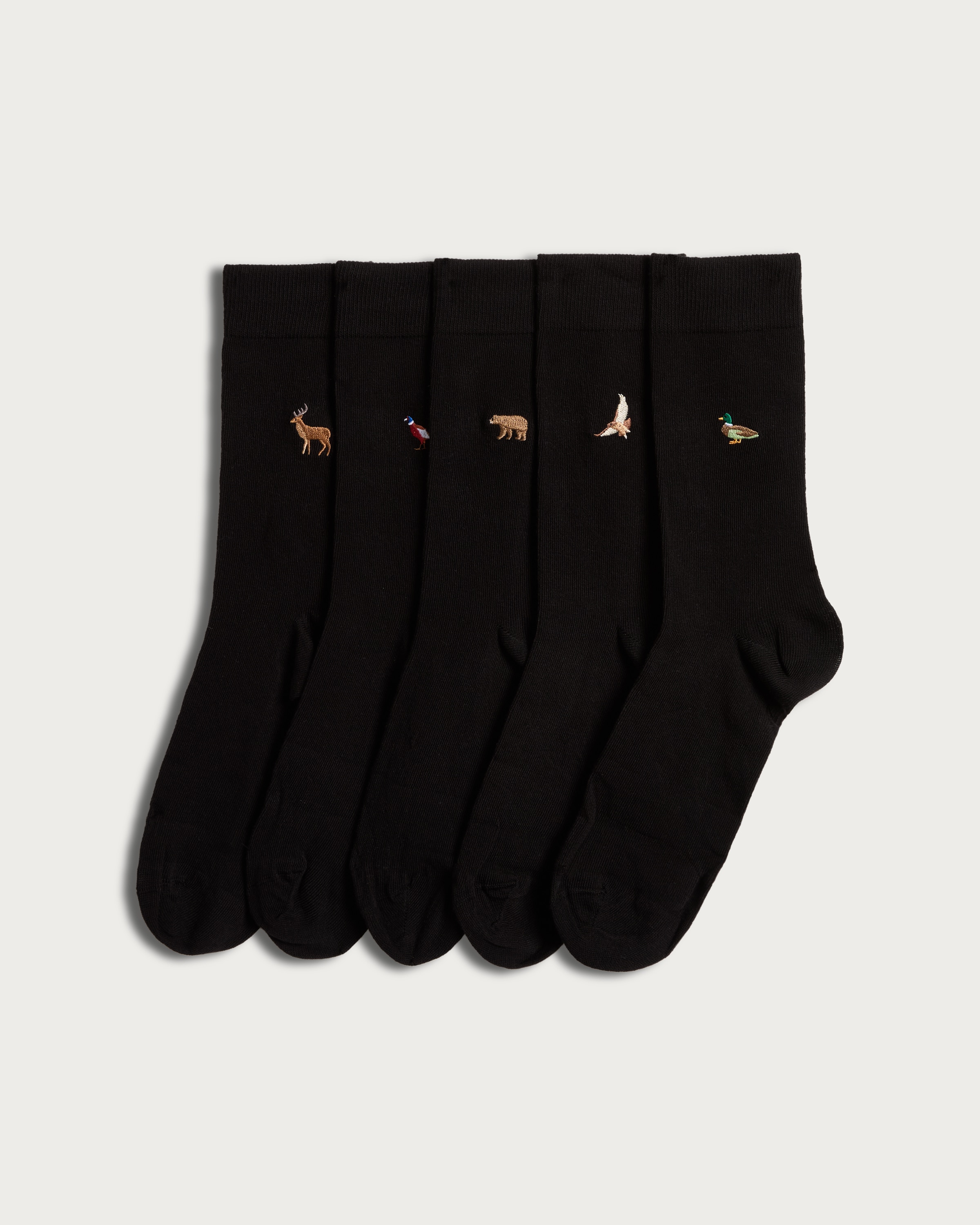 F&F 5-Pack Cotton Rich Animal Embroidery Ankle Socks in Multi