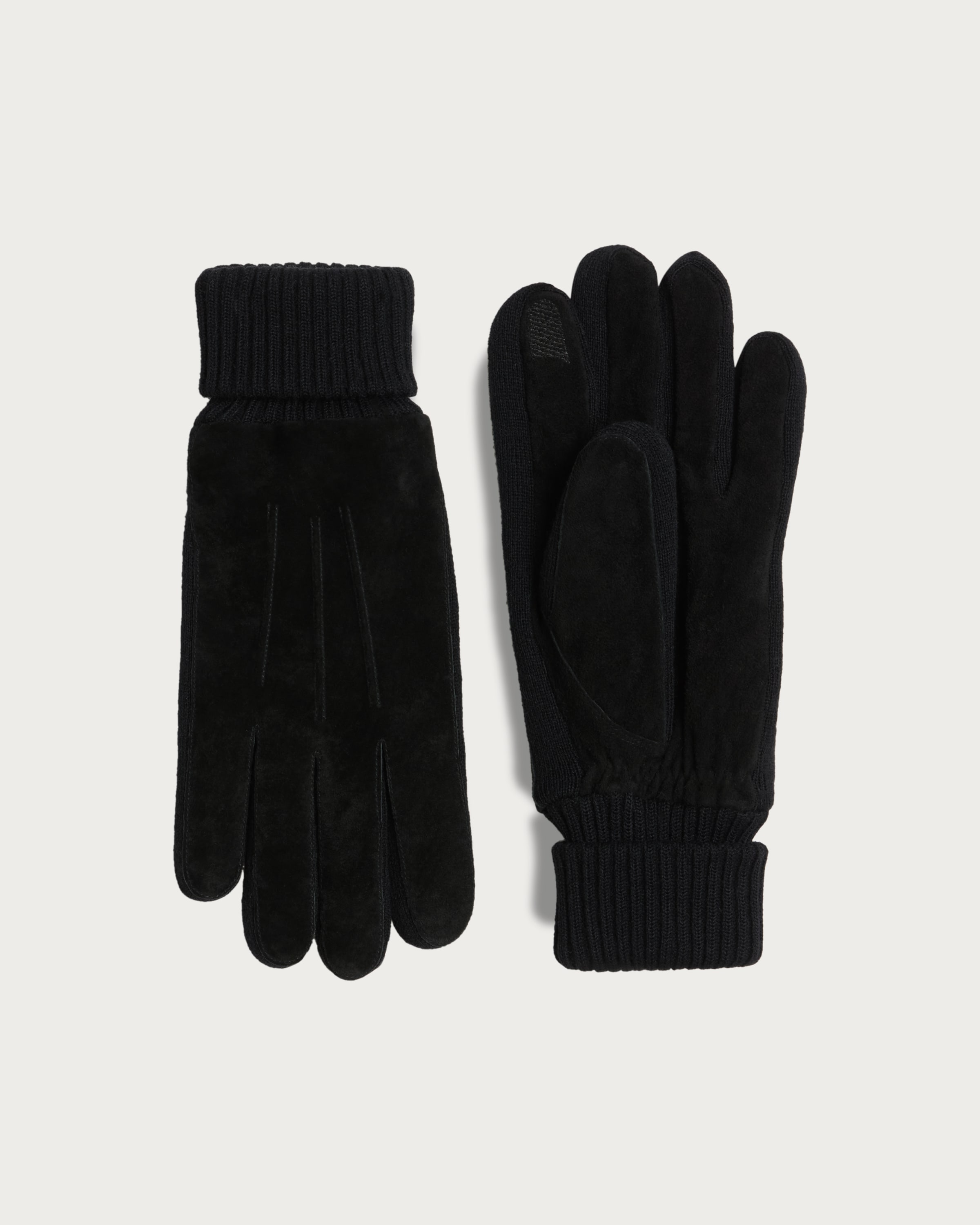 F&F Suede Ribbed Cuff Gloves in Black