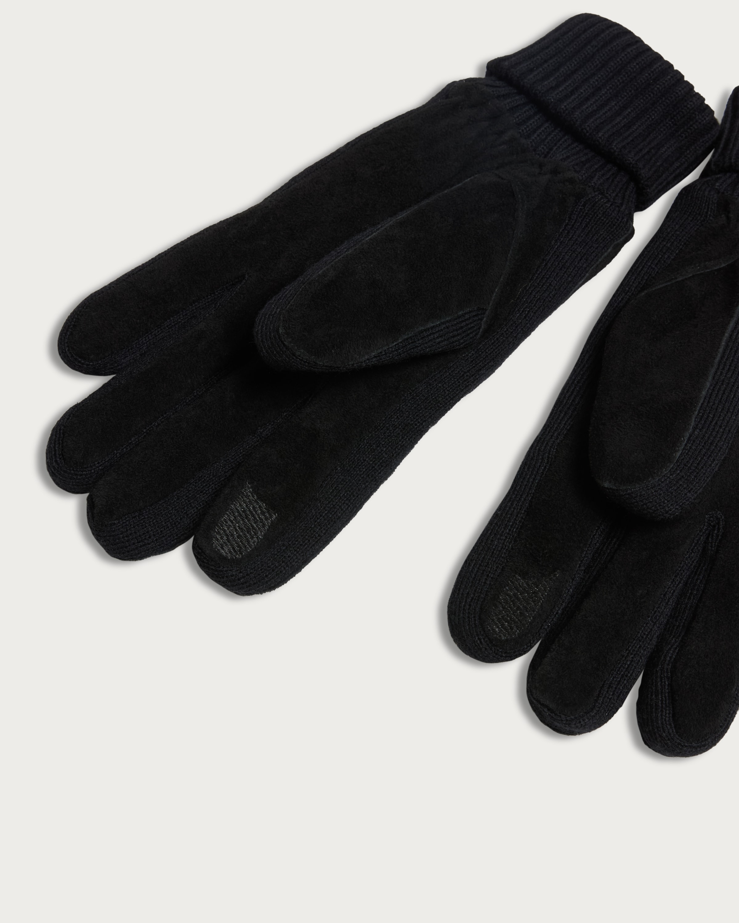F&F Suede Ribbed Cuff Gloves in Black thumbnail 2