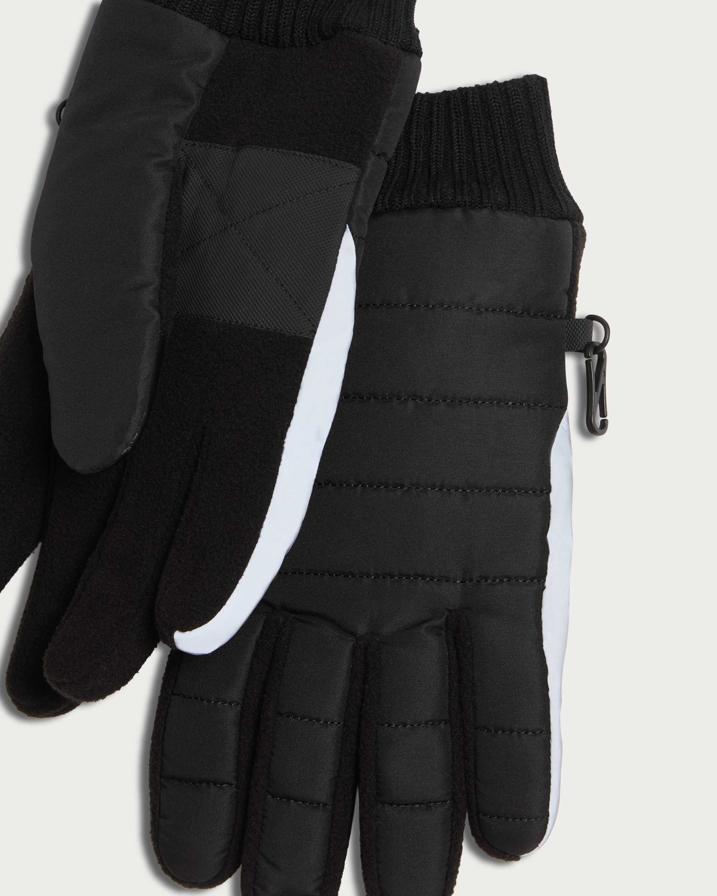 F&F Thinsulate™ Ribbed Cuff Quilted Gloves in Black thumbnail 2