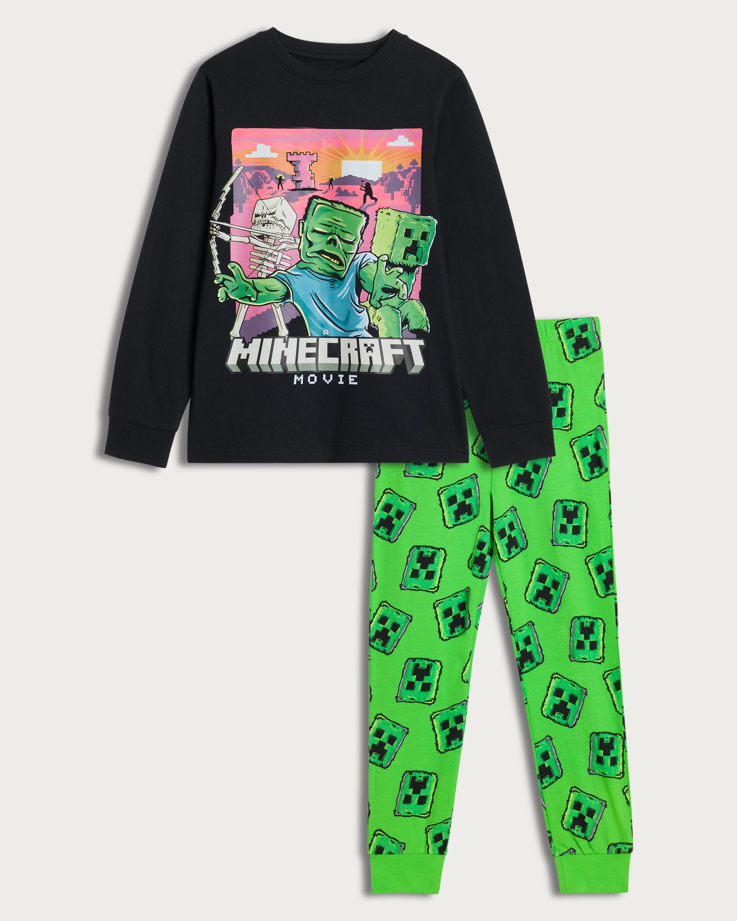 Minecraft Movie Pure Cotton Pyjama Set in Black