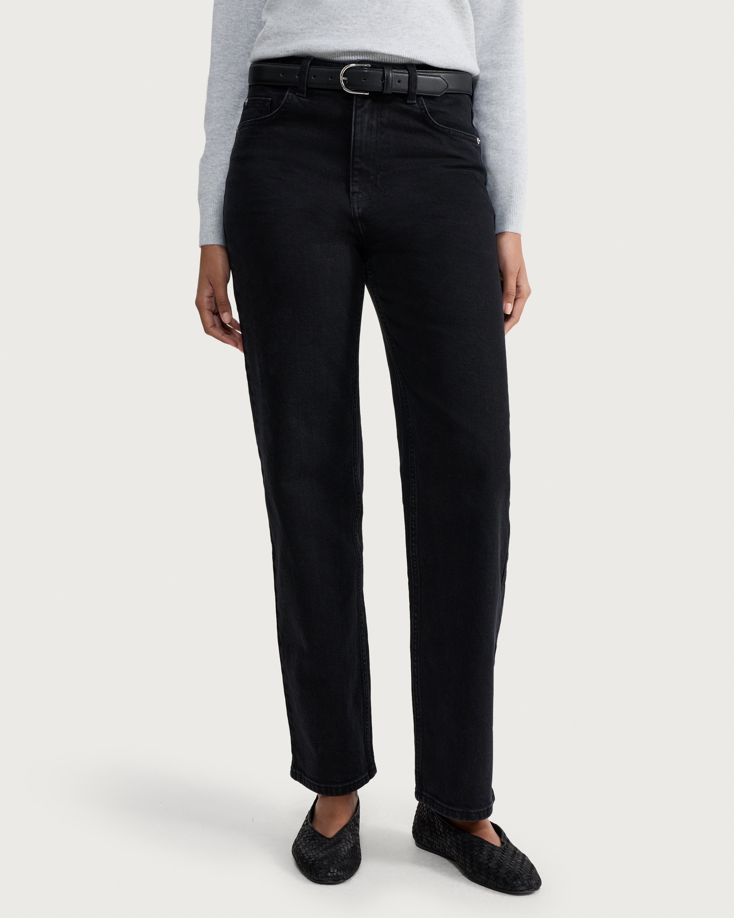F&F High Rise Straight Leg Jeans in Black