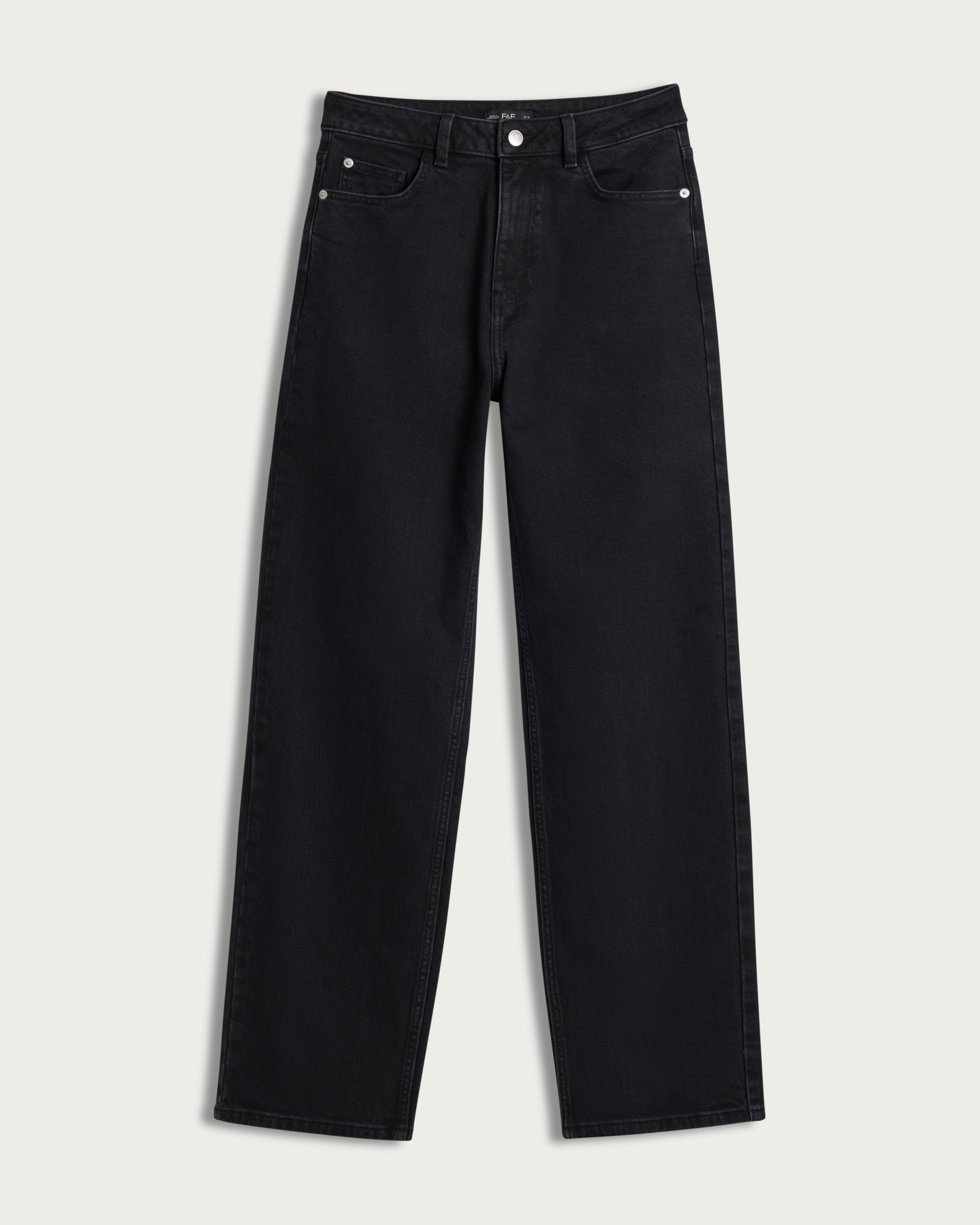 F&F High Rise Straight Leg Jeans in Black thumbnail 4