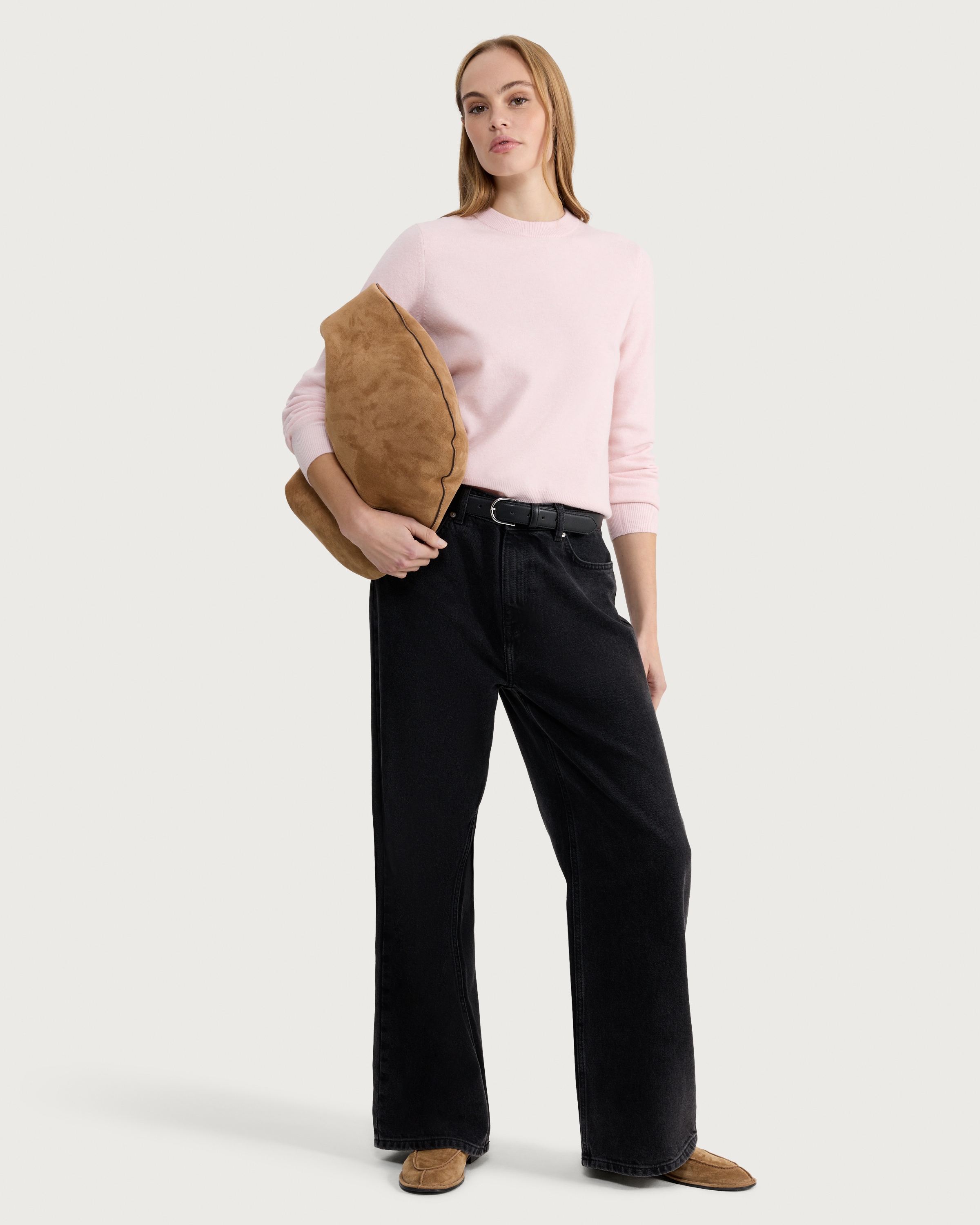 F&F Knitted Crew Neck Jumper in Pink thumbnail 2