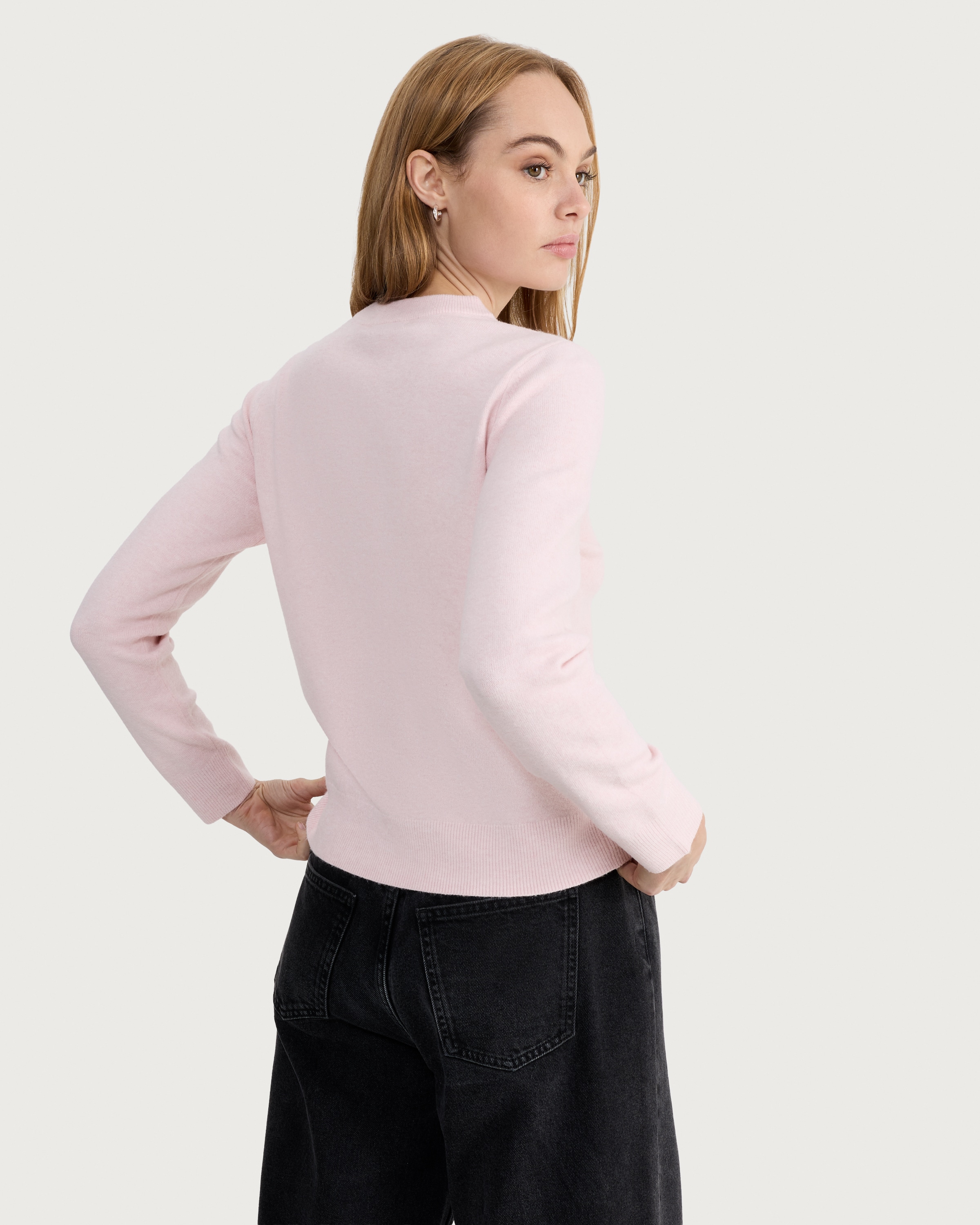 F&F Knitted Crew Neck Jumper in Pink thumbnail 3