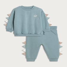 F&F Baby 2-Piece Cotton Rich Dinosaur Sweatshirt and Joggers Set in Blue