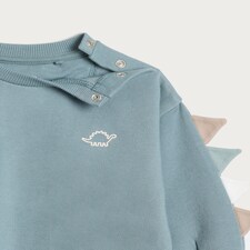 F&F Baby 2-Piece Cotton Rich Dinosaur Sweatshirt and Joggers Set in Blue thumbnail 3