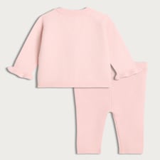 F&F Baby 2-Piece Knitted Floral Cardigan and Leggings Set in Pink thumbnail 2