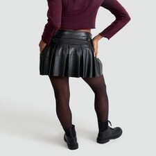 OH ME OH MY Faux Leather Pleated Belted Skirt in Black thumbnail 3