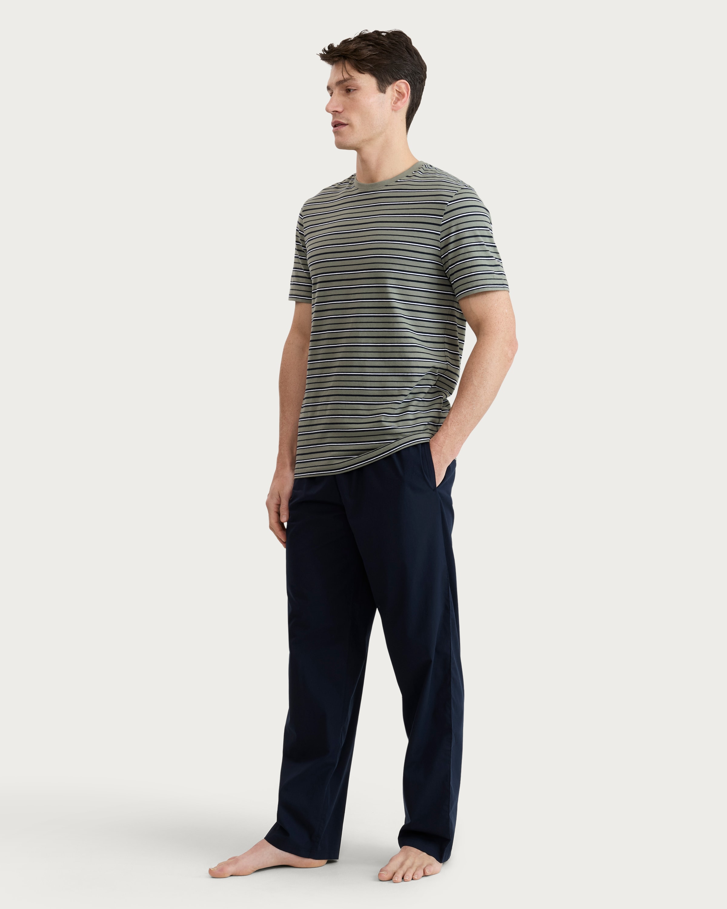 F&F Pure Cotton Stripe Pyjama Set in Green