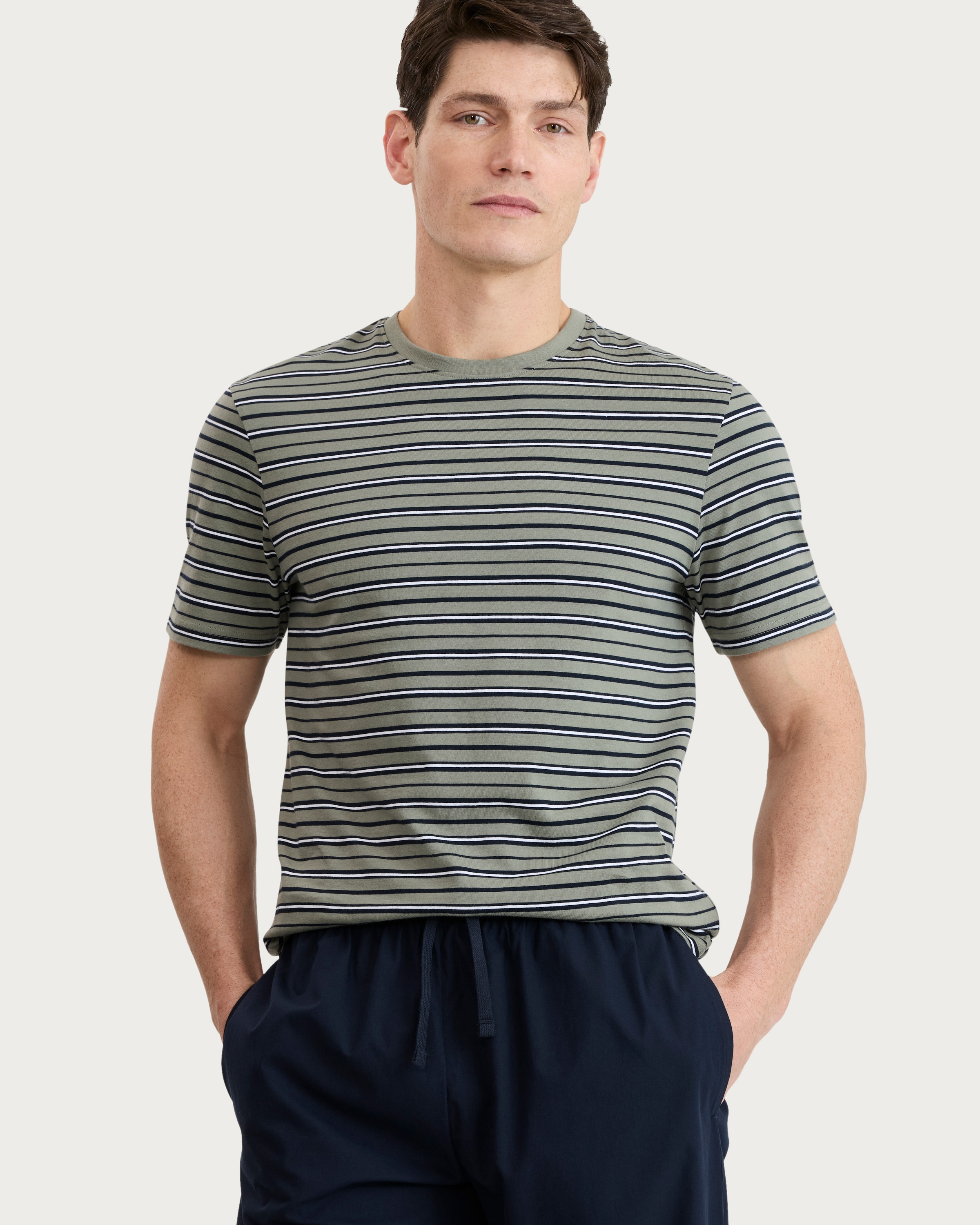 F&F Pure Cotton Stripe Pyjama Set in Green thumbnail 2