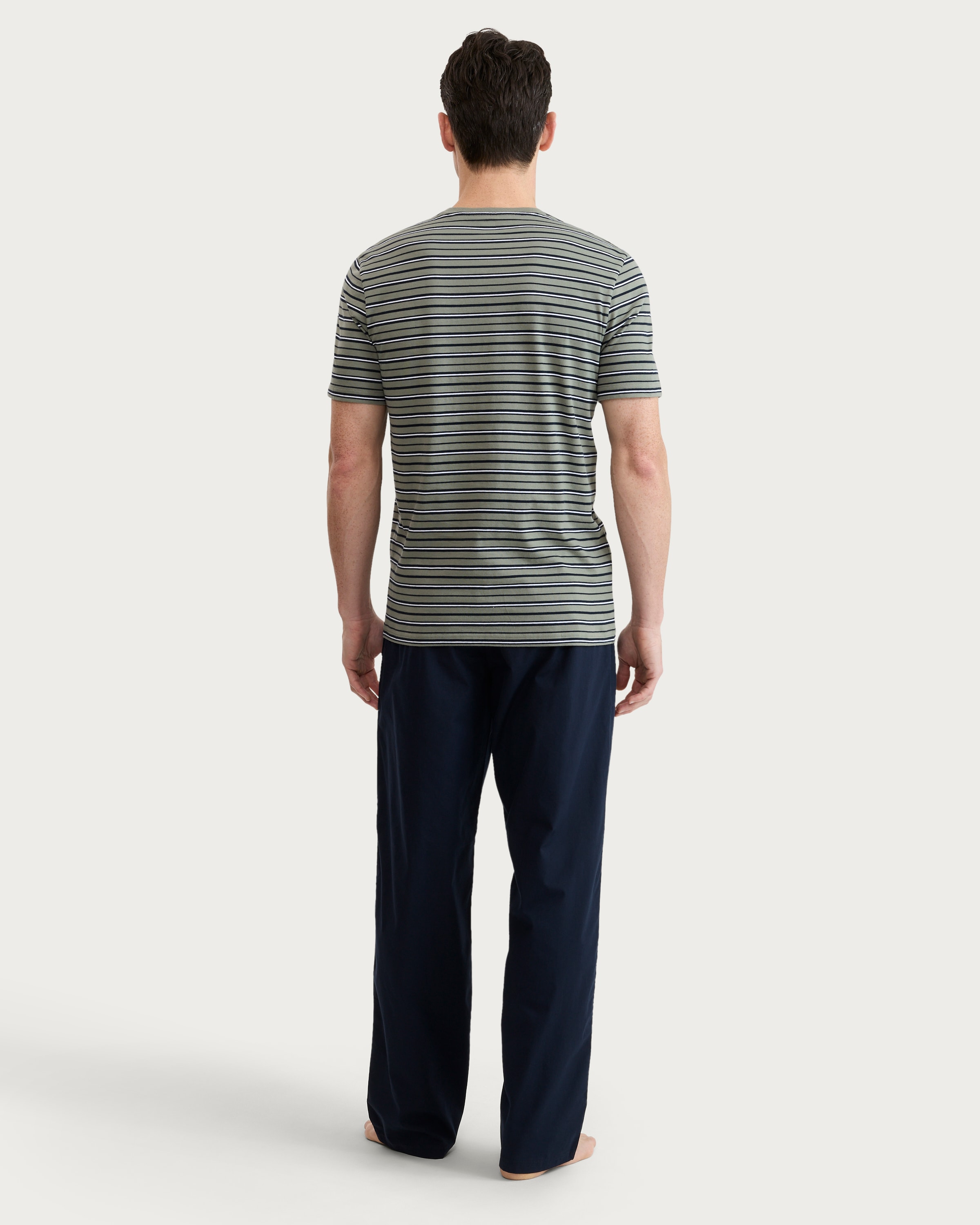 F&F Pure Cotton Stripe Pyjama Set in Green thumbnail 3