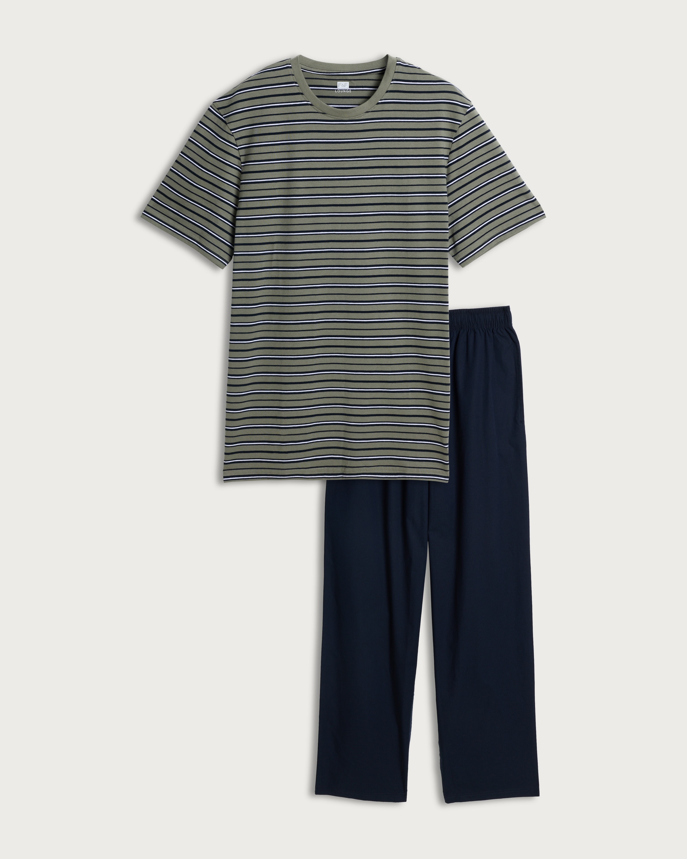 F&F Pure Cotton Stripe Pyjama Set in Green thumbnail 4