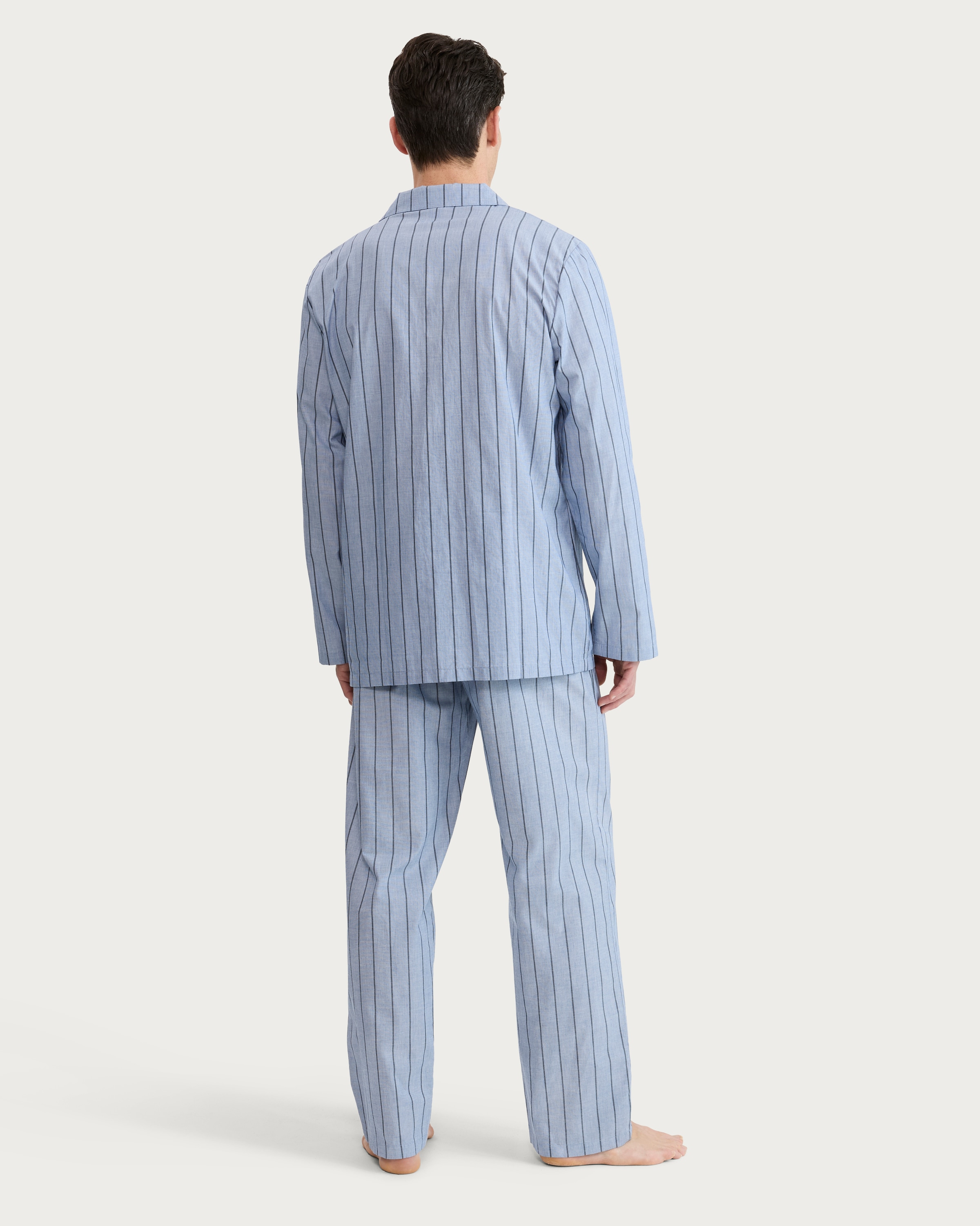 F&F Pure Cotton Striped Pyjama Set in Navy thumbnail 3