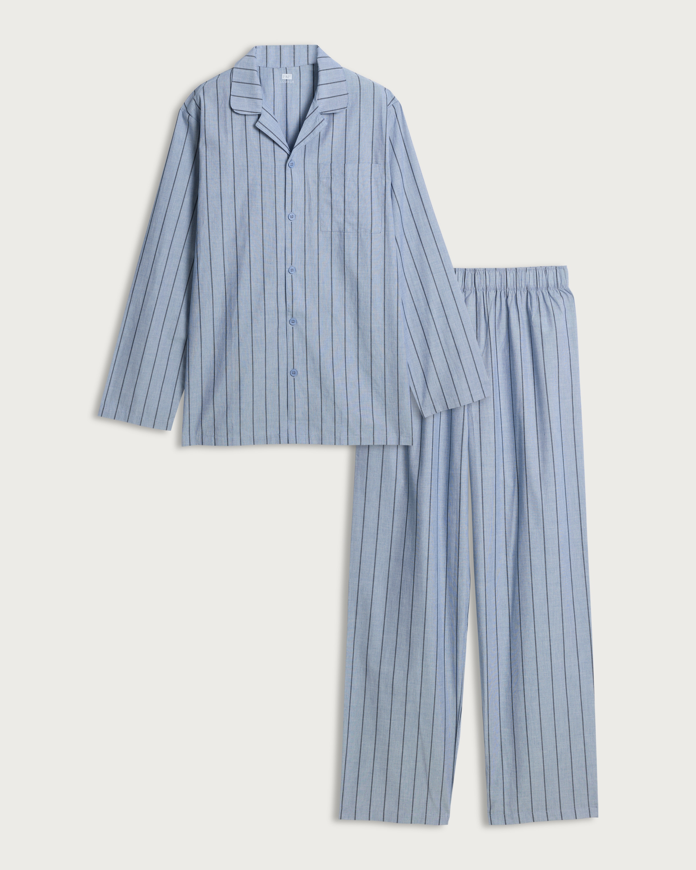 F&F Pure Cotton Striped Pyjama Set in Navy thumbnail 4