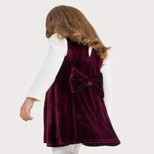 F&F Girls Velvet Sleeveless Dress in Red