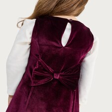 F&F Girls Velvet Sleeveless Dress in Red thumbnail 3