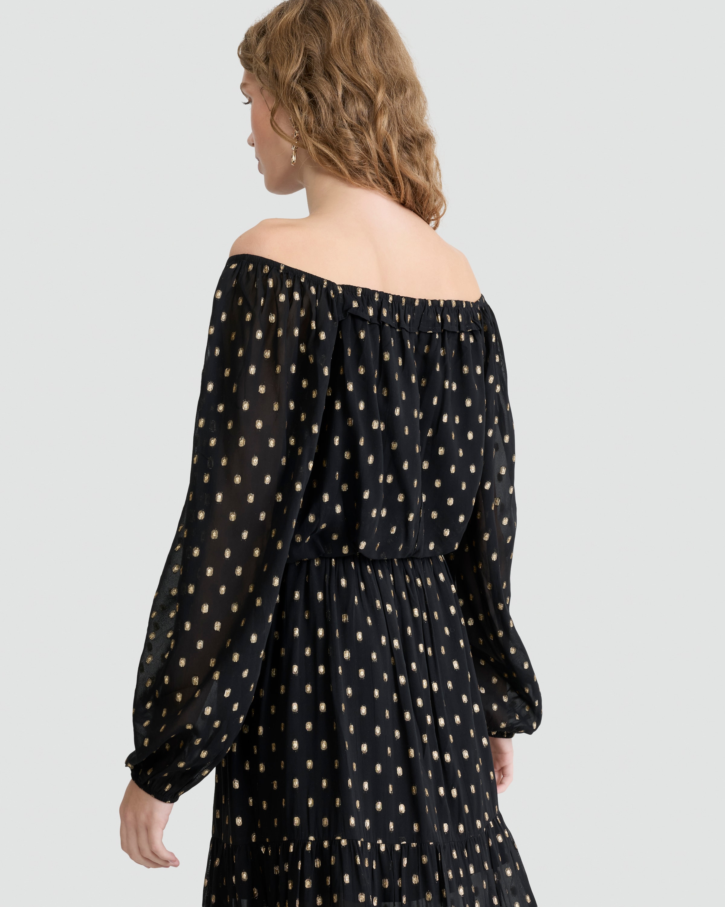F&F Metallic Polka Dot Long Sleeved Co-ord Blouse in Black thumbnail 3