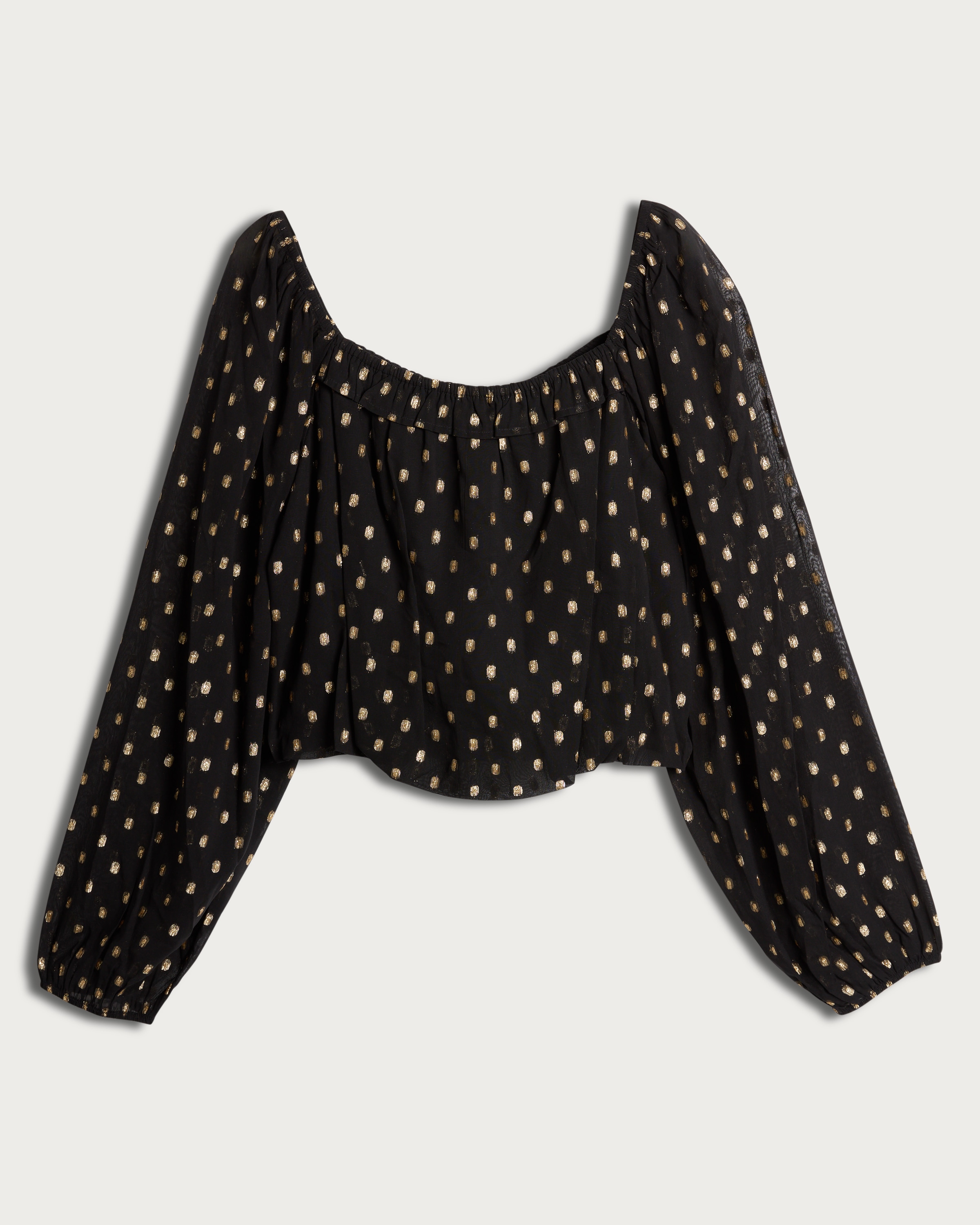 F&F Metallic Polka Dot Long Sleeved Co-ord Blouse in Black thumbnail 4