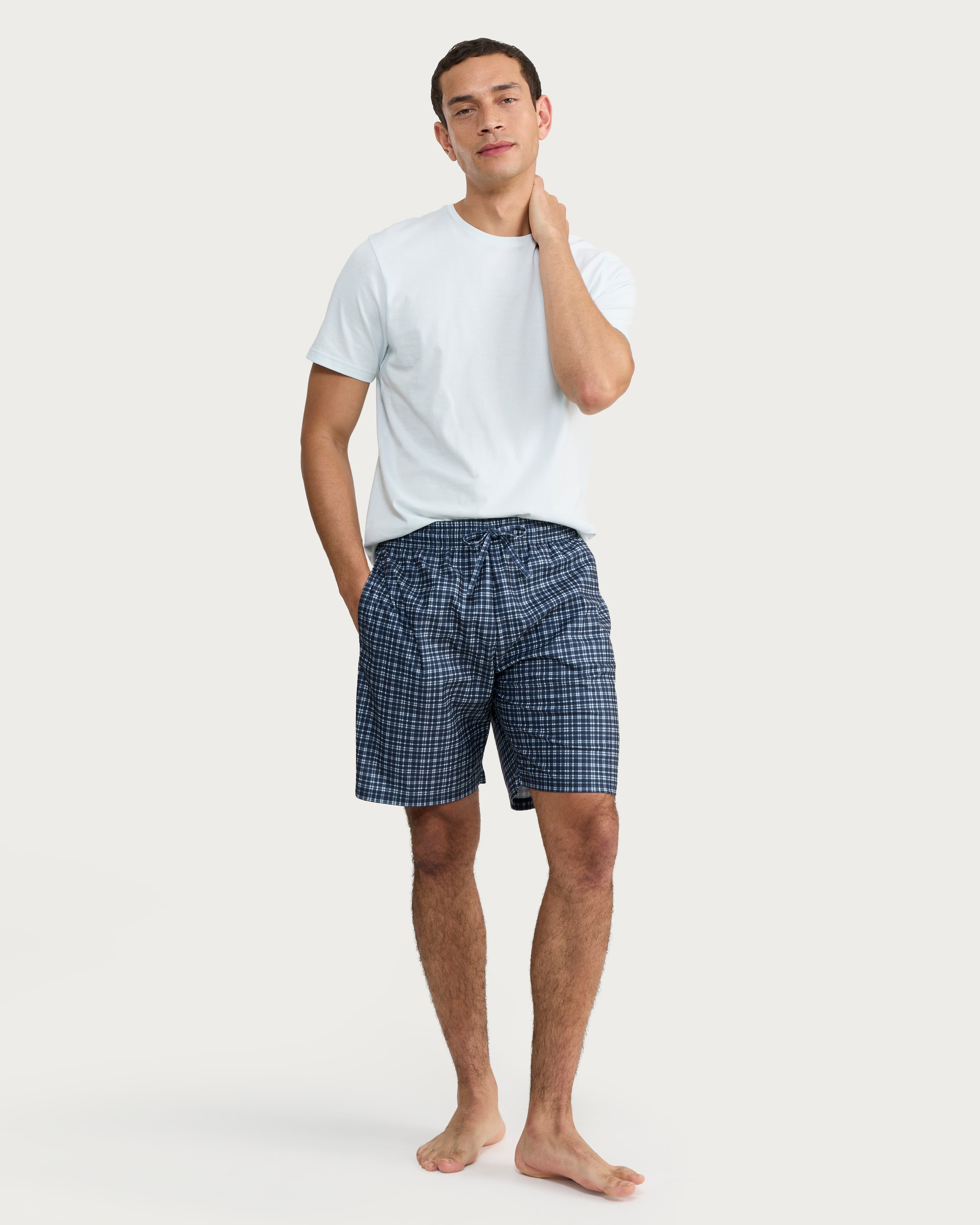 F&F Pure Cotton Checked Pyjama Set in Blue thumbnail 2