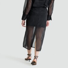 The F&F Edit Organza Sheer Panel Co-ord Midi Skirt in Black thumbnail 2