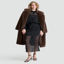 The F&F Edit Organza Sheer Panel Co-ord Midi Skirt in Black thumbnail 4