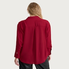 F&F Crepe Pocket Detail Button Up Shirt in Red thumbnail 3